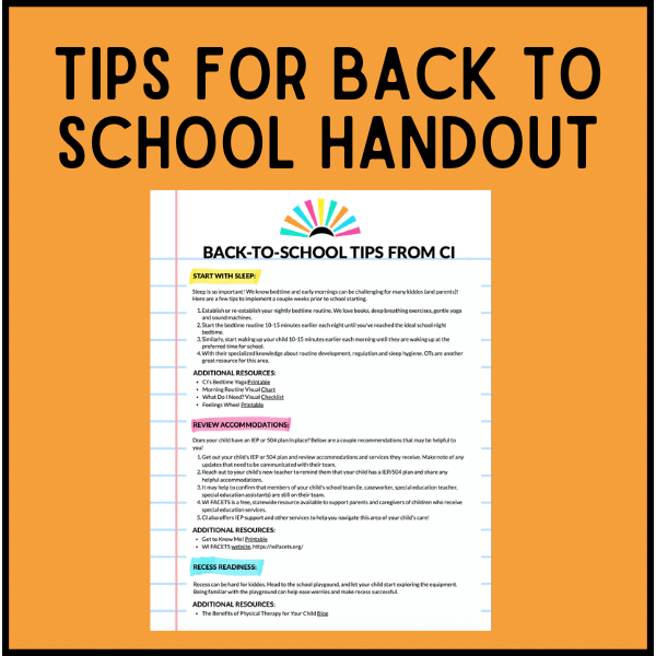 Tips For Back to School Handout